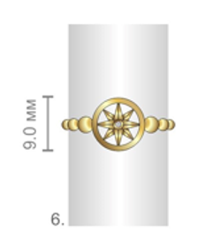 КОЛЬЦО СЕРЕБРЯНОЕ "ЗВЕЗДА СОЮЗА" В ПОЗОЛОТЕ