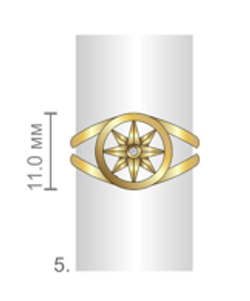КОЛЬЦО СЕРЕБРЯНОЕ "ЗВЕЗДА СОЮЗА" В ПОЗОЛОТЕ