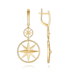 СЕРЬГИ СЕРЕБРЯНЫЕ "ЗВЕЗДА СОЮЗА" В ПОЗОЛОТЕ