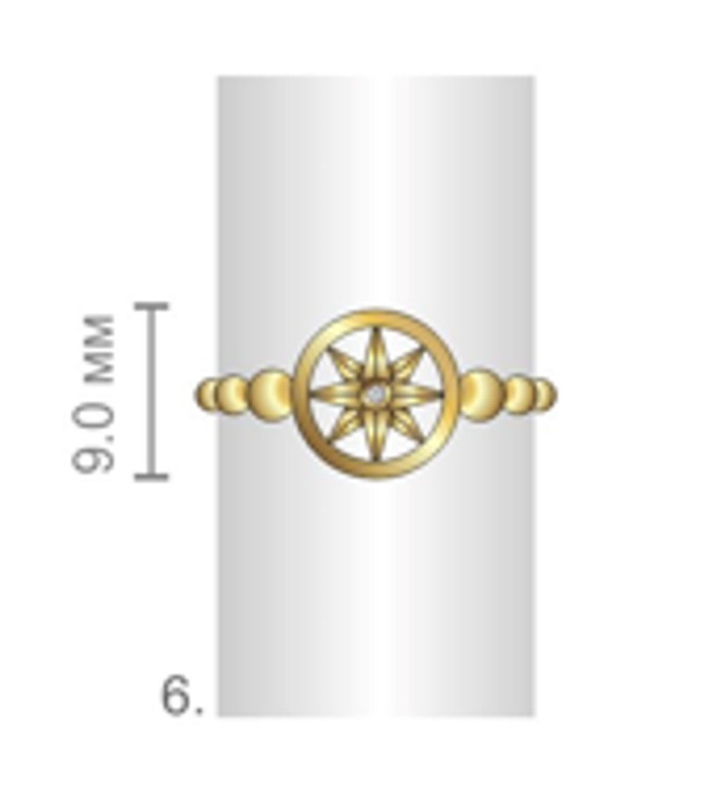 КОЛЬЦО СЕРЕБРЯНОЕ "ЗВЕЗДА СОЮЗА" В ПОЗОЛОТЕ