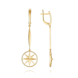 СЕРЬГИ СЕРЕБРЯНЫЕ "ЗВЕЗДА СОЮЗА" В ПОЗОЛОТЕ