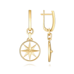 СЕРЬГИ СЕРЕБРЯНЫЕ "ЗВЕЗДА СОЮЗА" В ПОЗОЛОТЕ