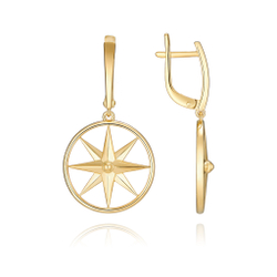 СЕРЬГИ СЕРЕБРЯНЫЕ "ЗВЕЗДА СОЮЗА" В ПОЗОЛОТЕ