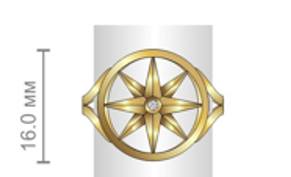 КОЛЬЦО ЗОЛОТОЕ "ЗВЕЗДА СОЮЗА" С БРИЛЛИАНТОМ