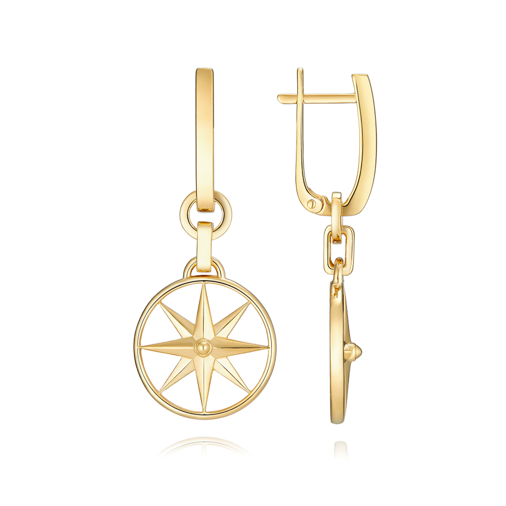 СЕРЬГИ СЕРЕБРЯНЫЕ "ЗВЕЗДА СОЮЗА" В ПОЗОЛОТЕ